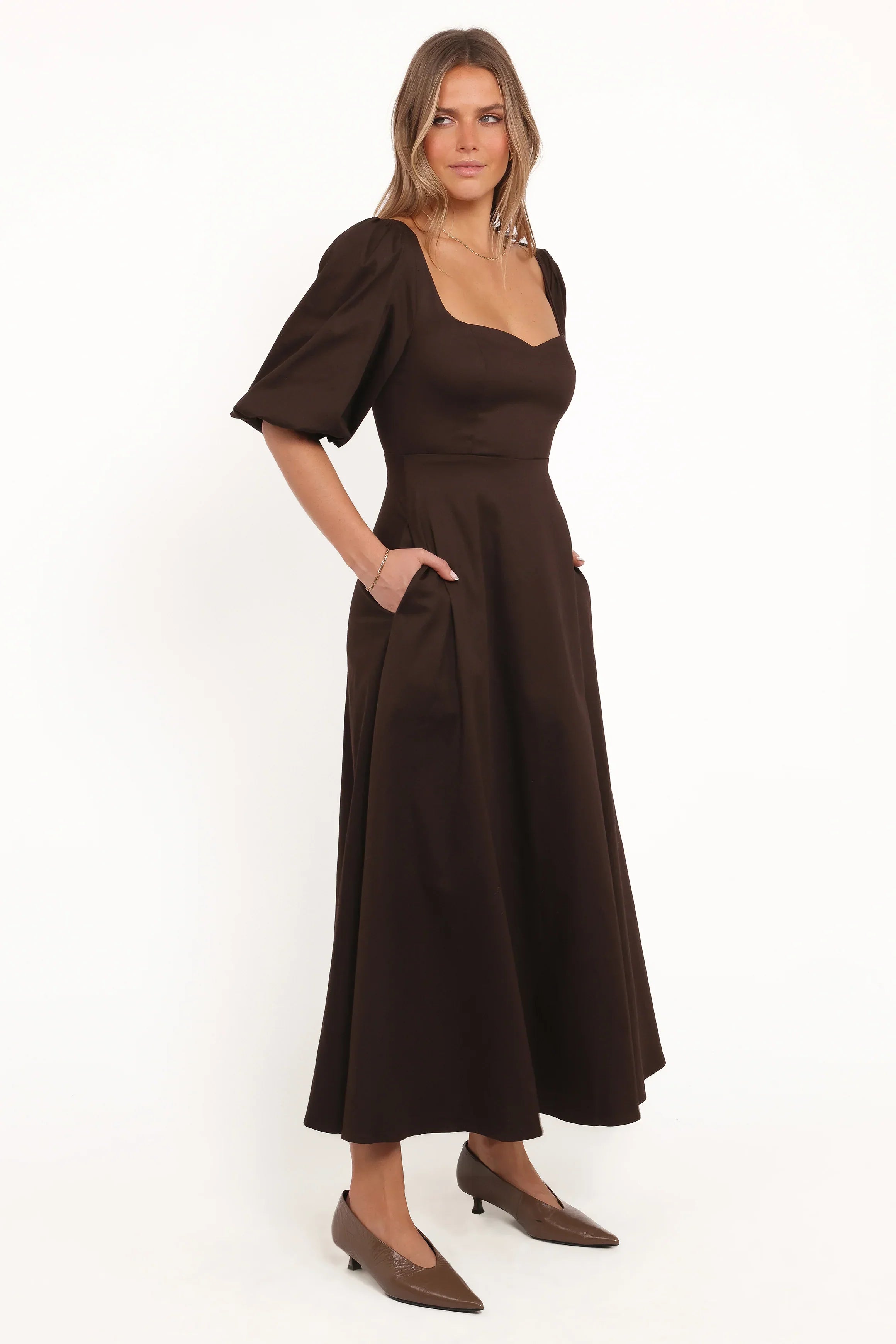 Robe longue Merlena - Chocolat