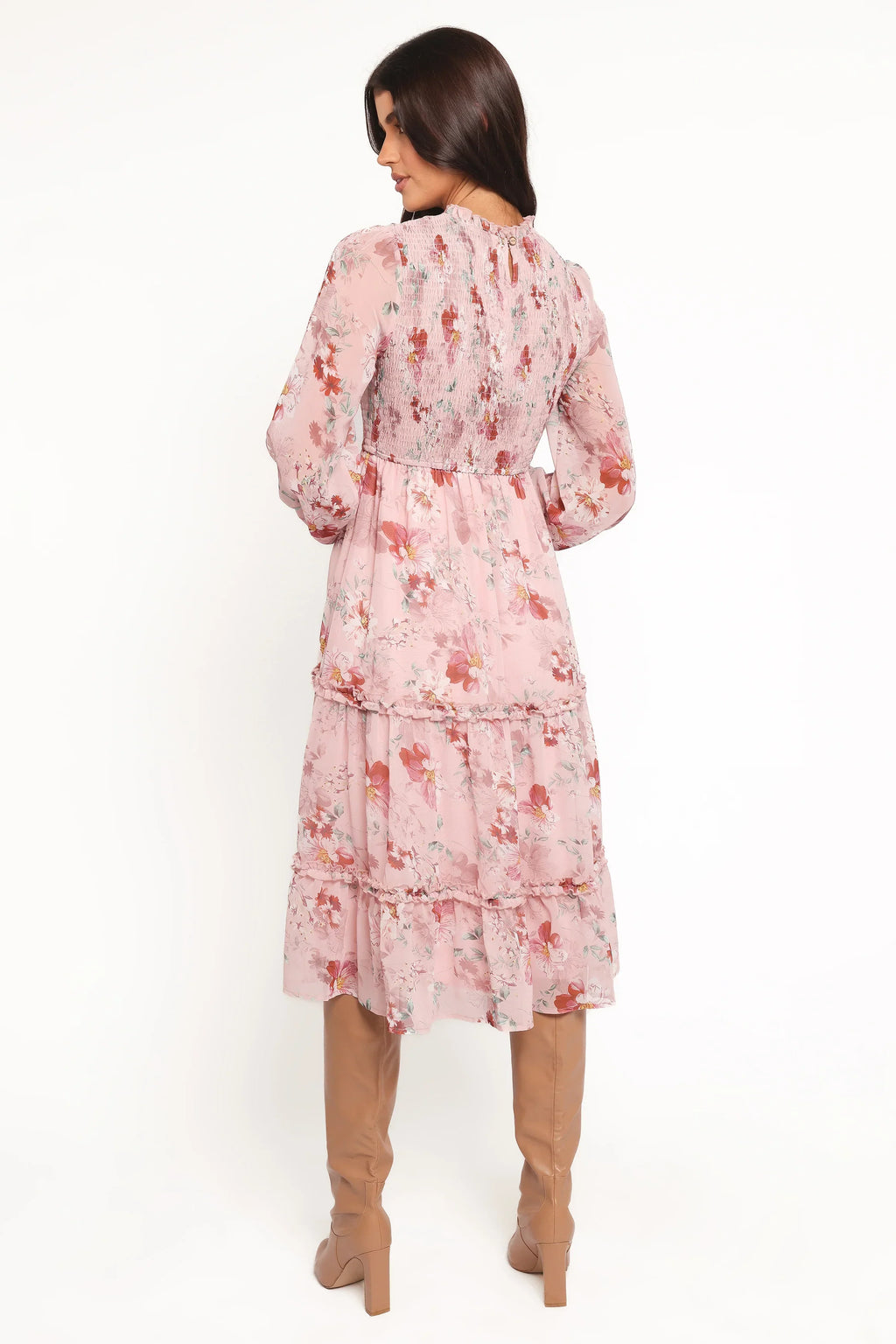 Alamea Long Sleeve Midi Dress - Pink Floral