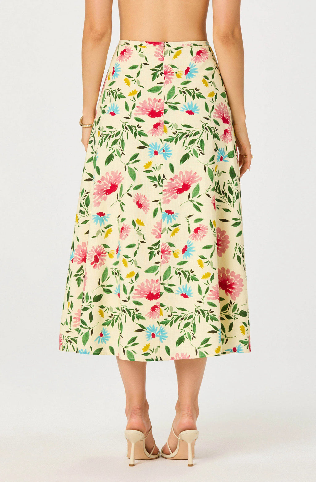 Myria Print Linen A-Line Midi Skirt