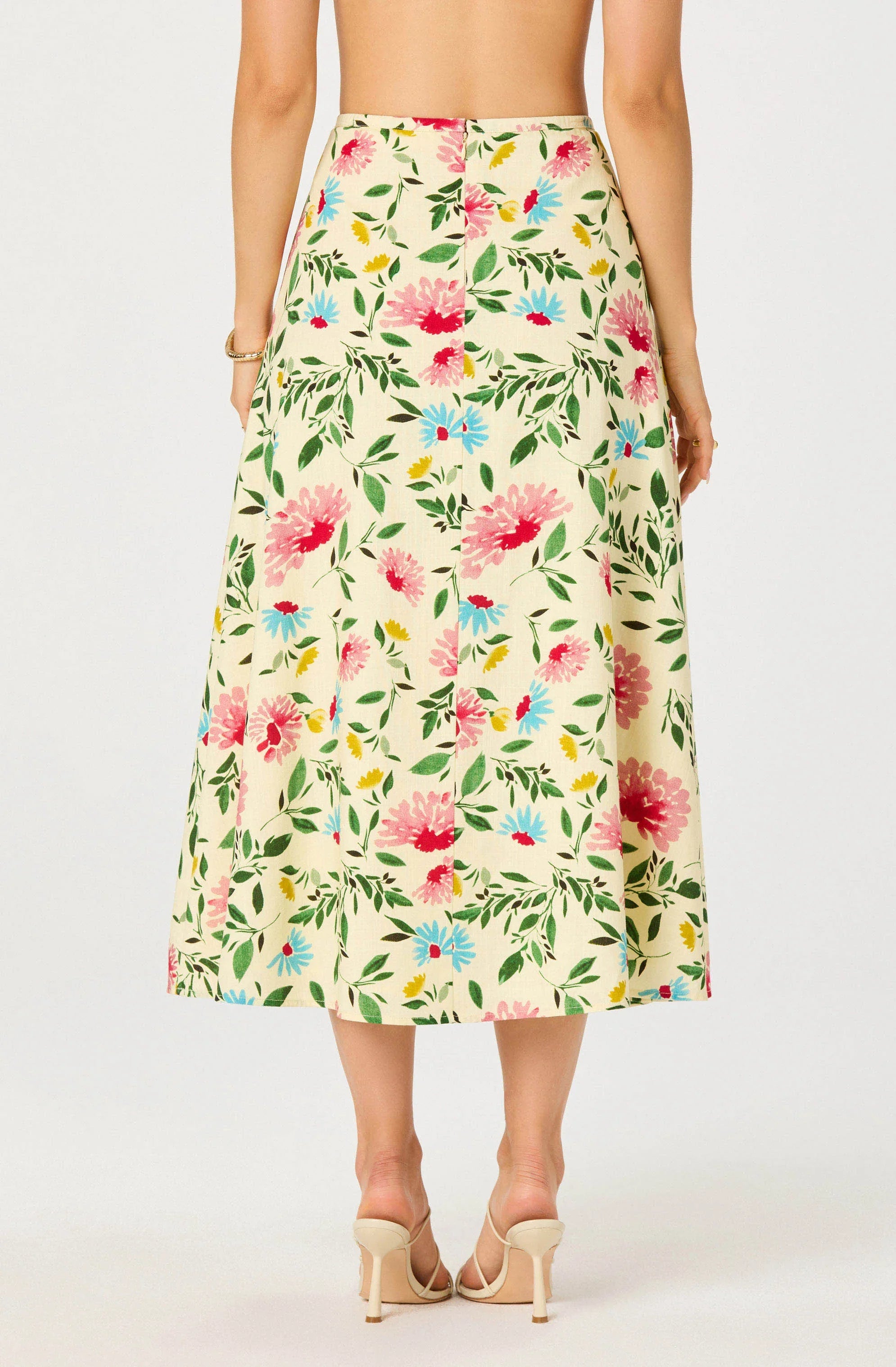 Myria Print Linen A-Line Midi Skirt
