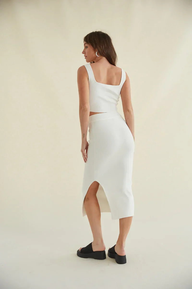 Jupe midi en maille taille haute Jacqueline