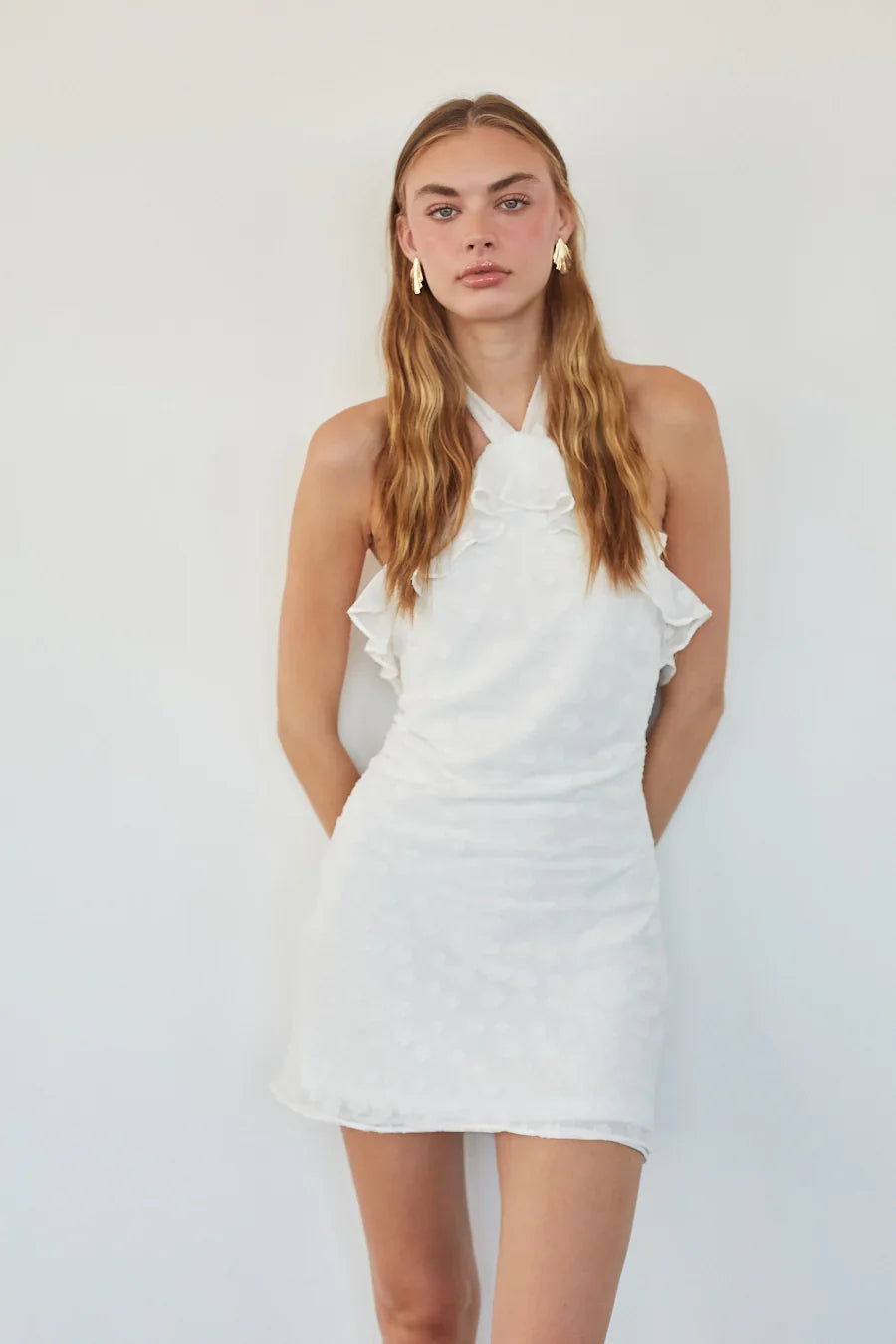 Natalia Ruffle Halter Mini Dress