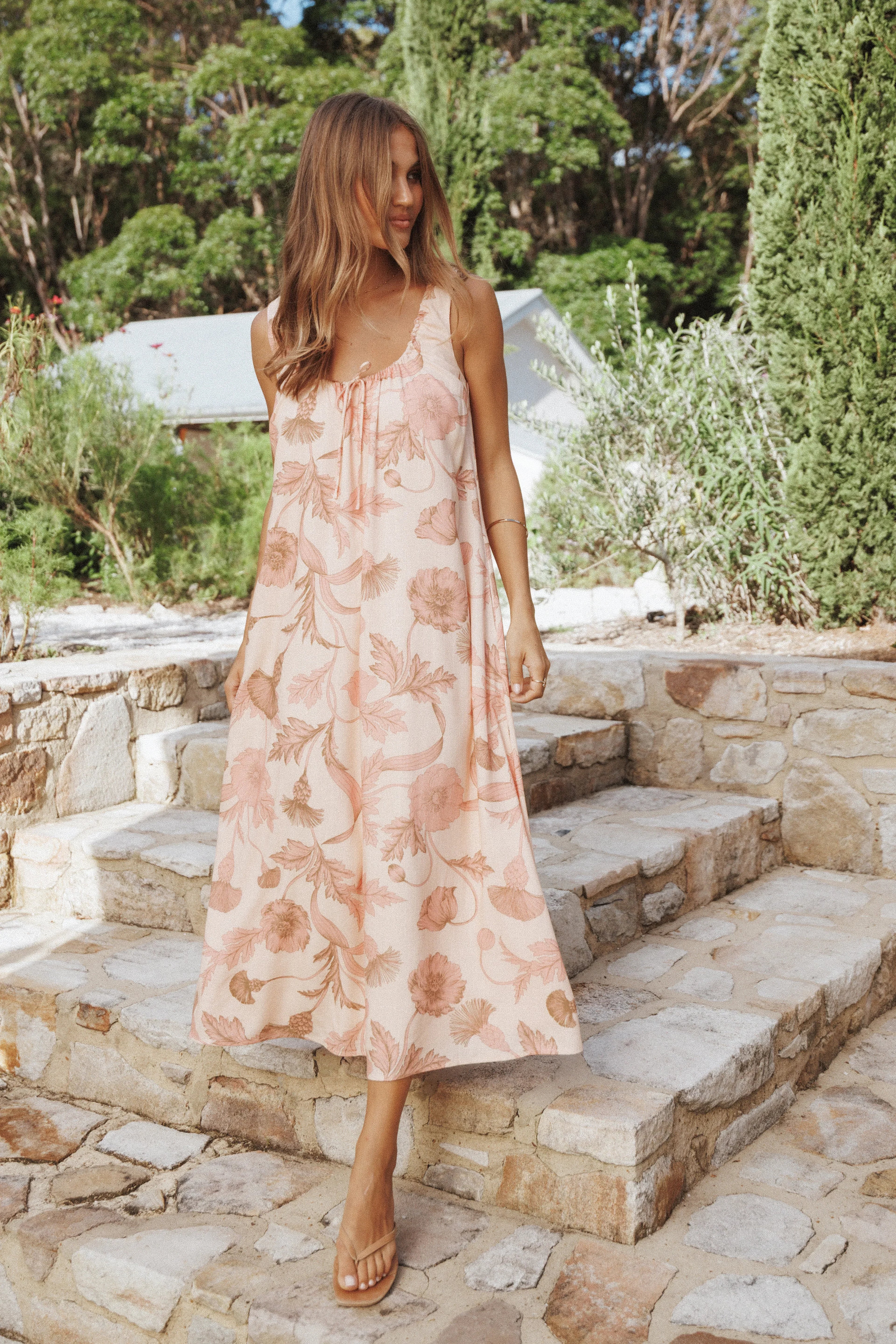 Robe longue Bowman – Rose fleuri