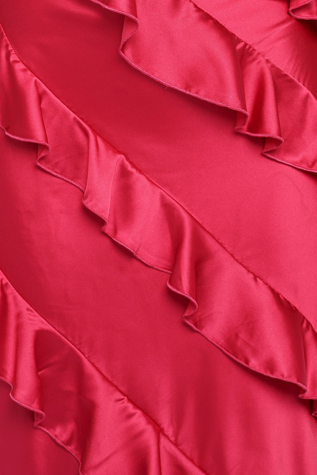 Ciao Ruffles Maxi Satin Dress - Fuchsia