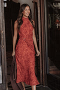 Robe midi Isabeau - Roses rouges