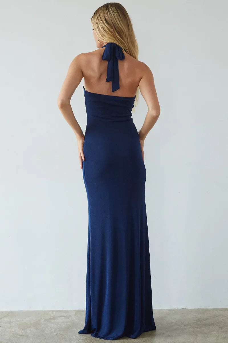 Robe longue Ragen dos nu à découpe