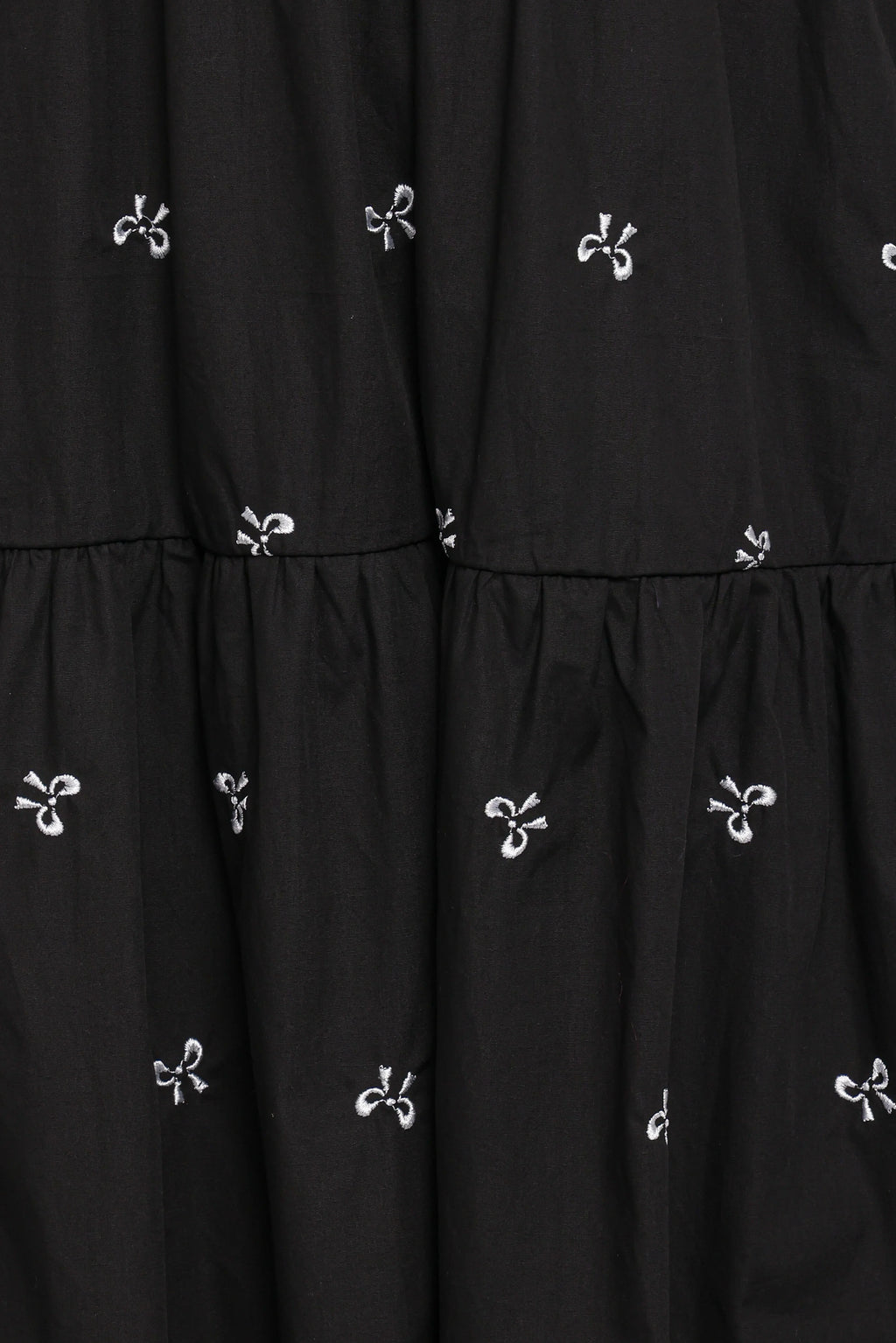 Naura Shirred Tiered Midi Dress - Black Bow