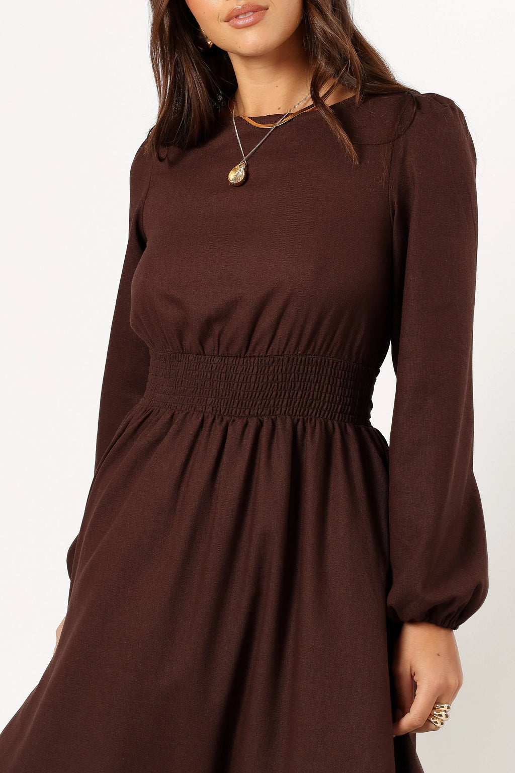 Robe longue à manches longues Roman - Marron
