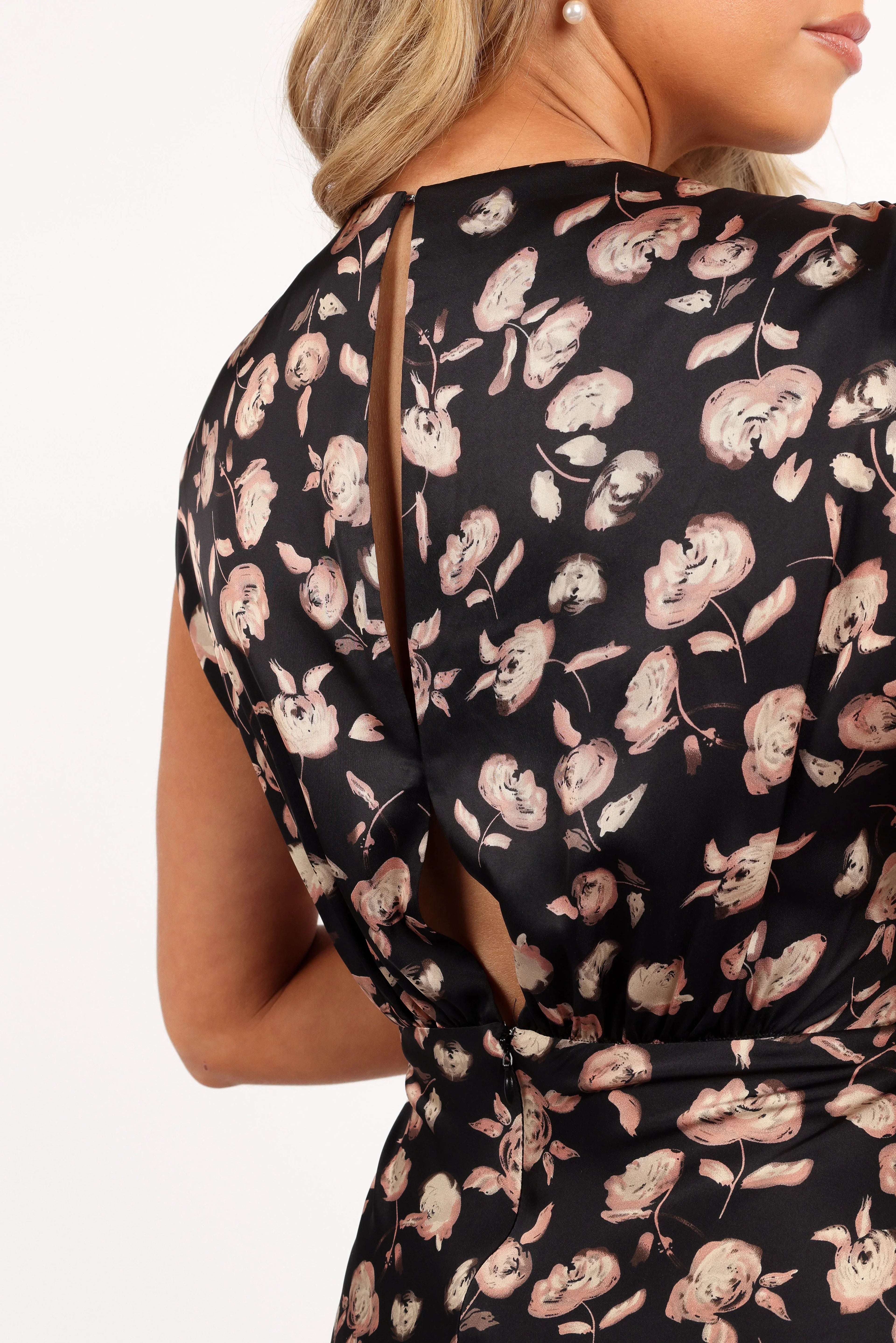 Robe longue Amarlee - Imprimé floral noir