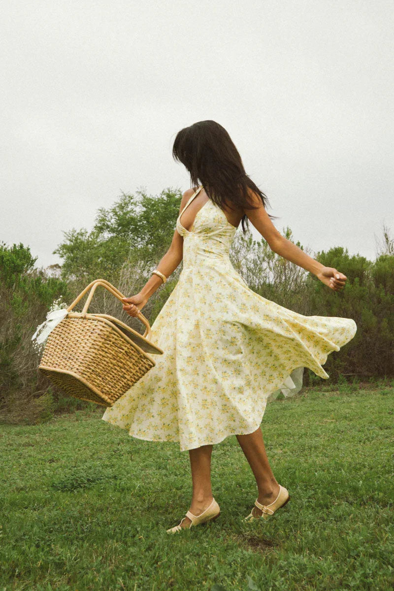 Robe midi à licou fleurie Alice