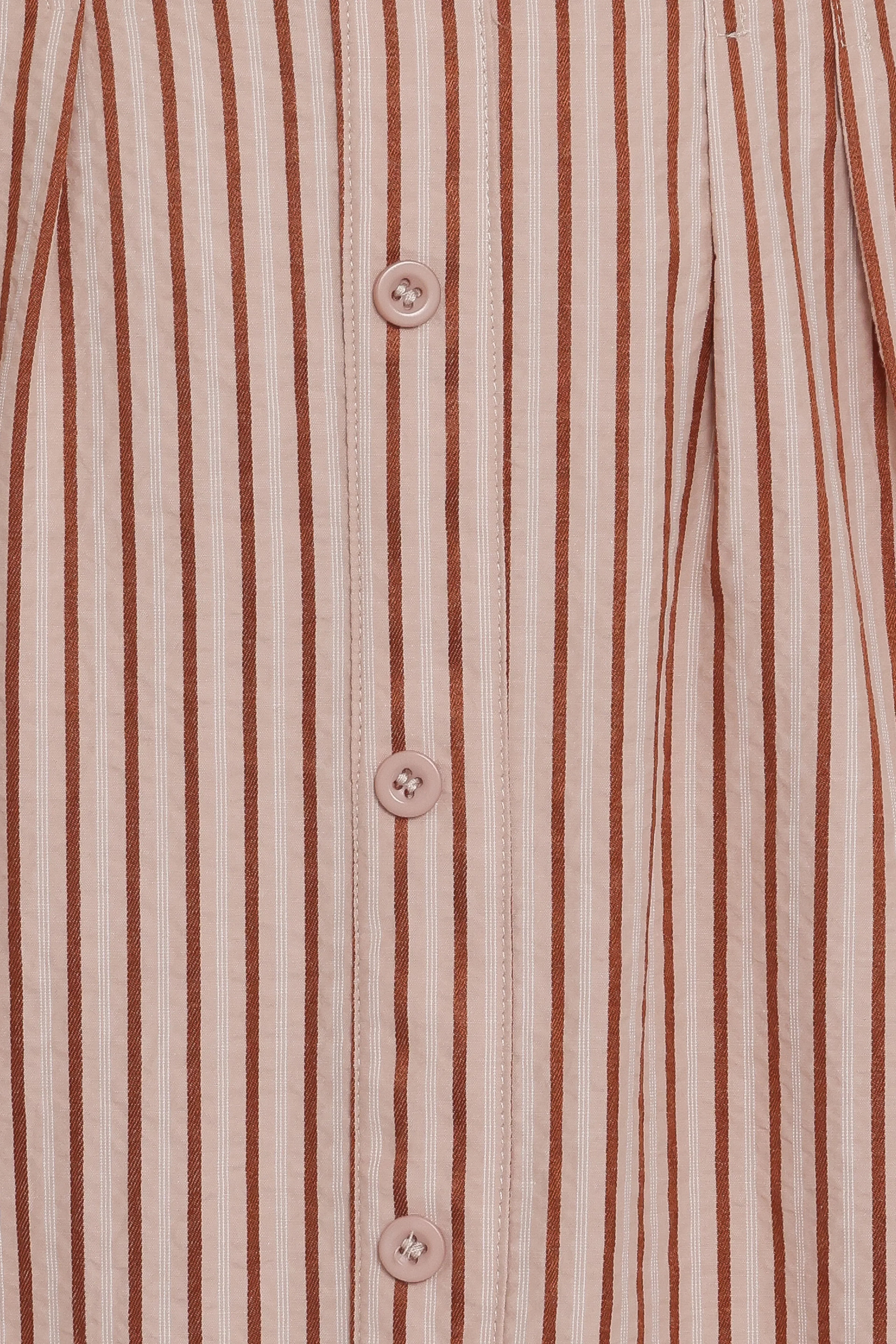 Robe longue à manches courtes et boutonnée Eilis - Rayures marron