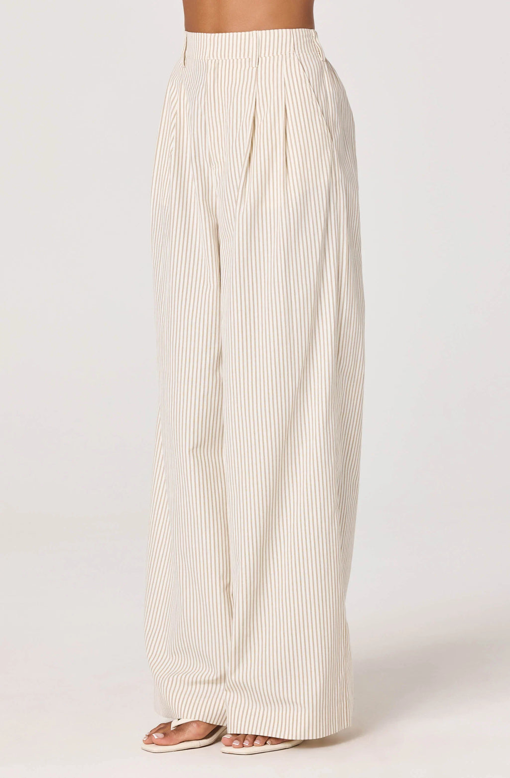 Neha Striped Linen High-Rise Wide Leg Pants