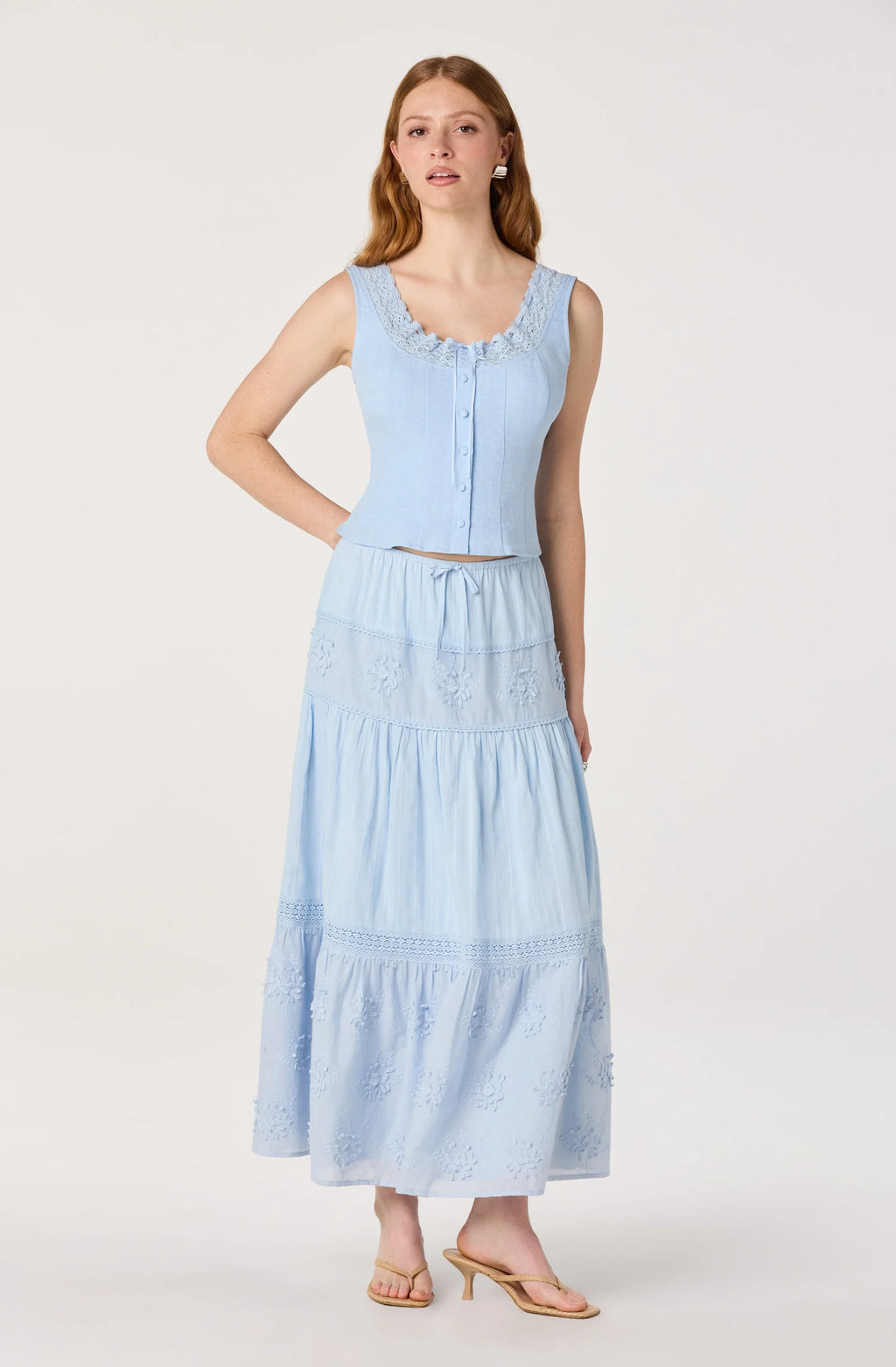 Gwyn Embroidered Midi Skirt