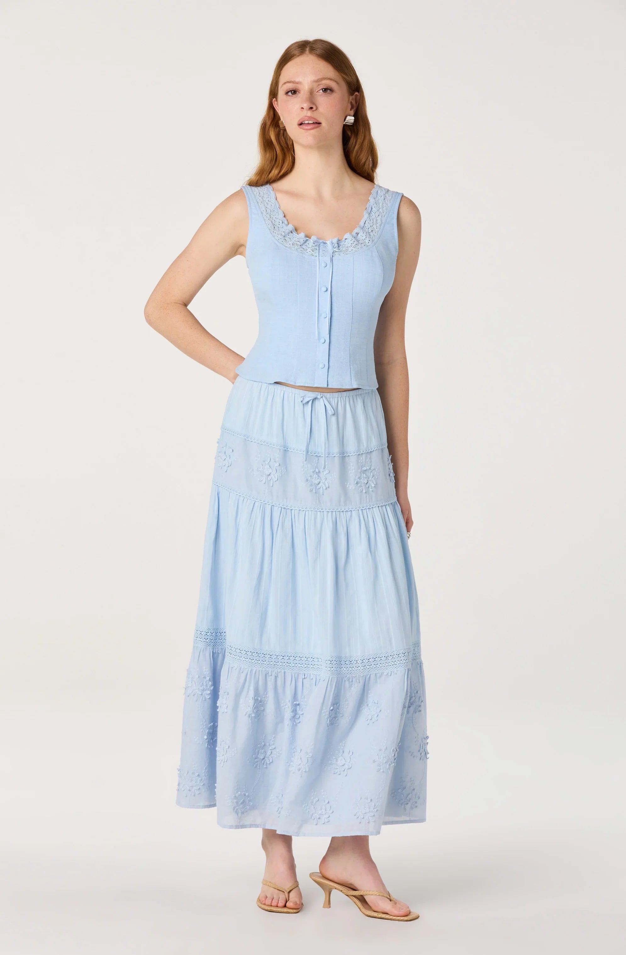 Gwyn Embroidered Midi Skirt