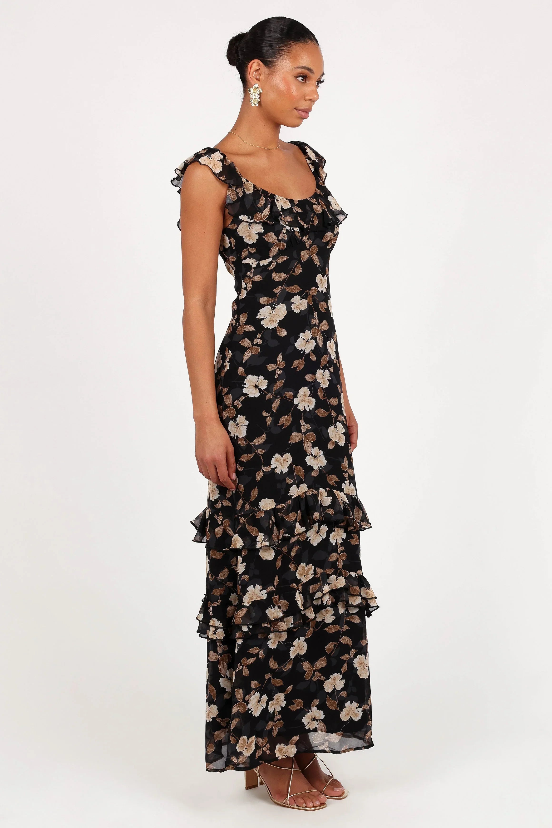 Robe longue Irelynn - Imprimé floral noir