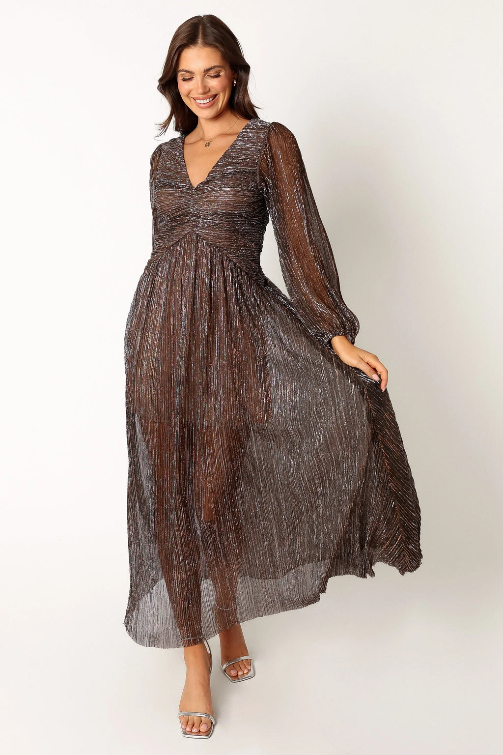 Robe midi à manches longues Lustre - Bronze