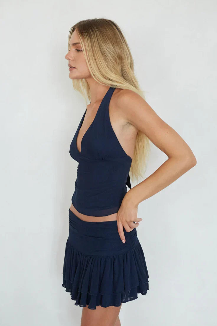 Jupe-short à volants en maille Alexi