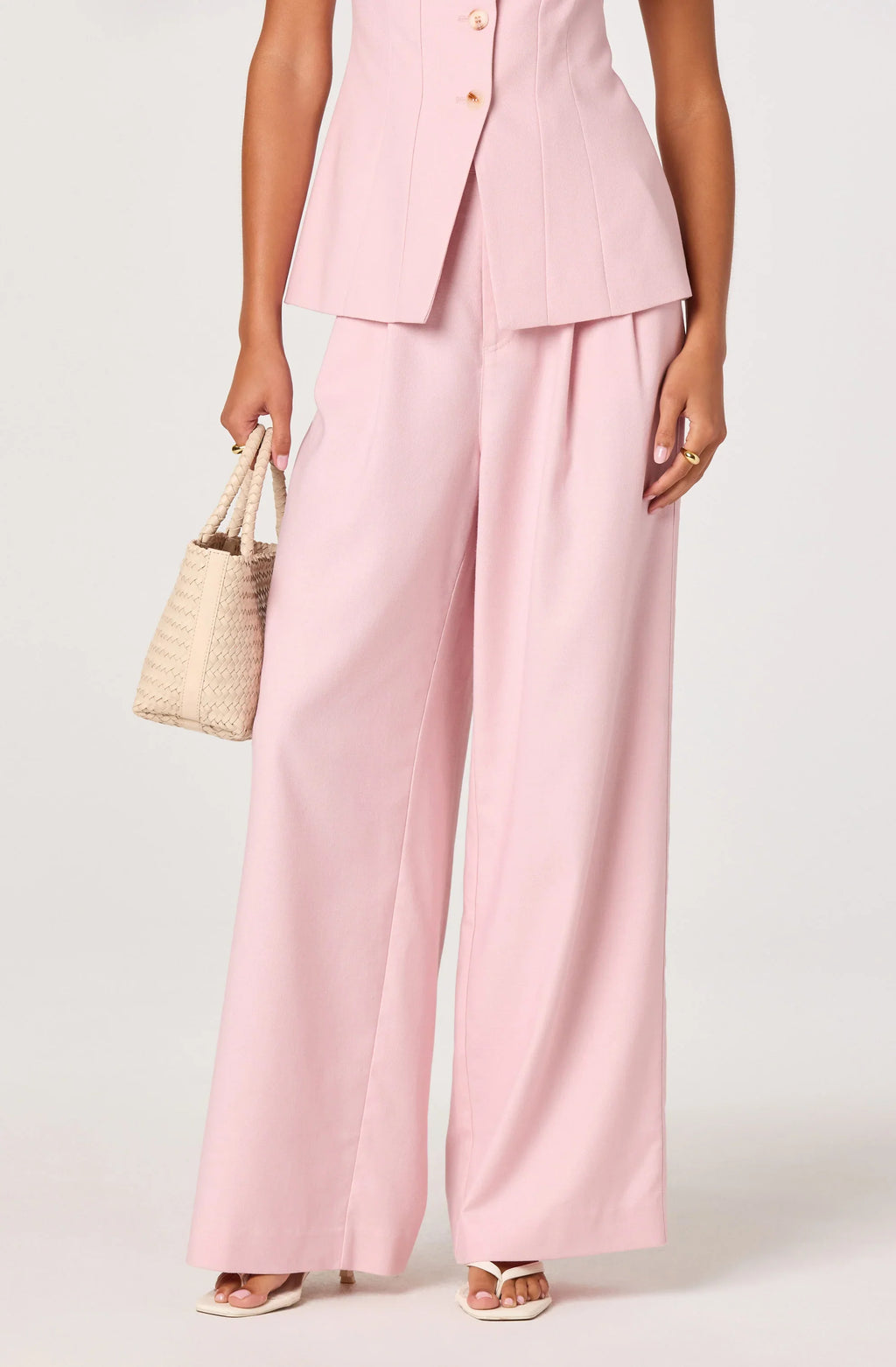 Pantalon large taille haute en lin Neha