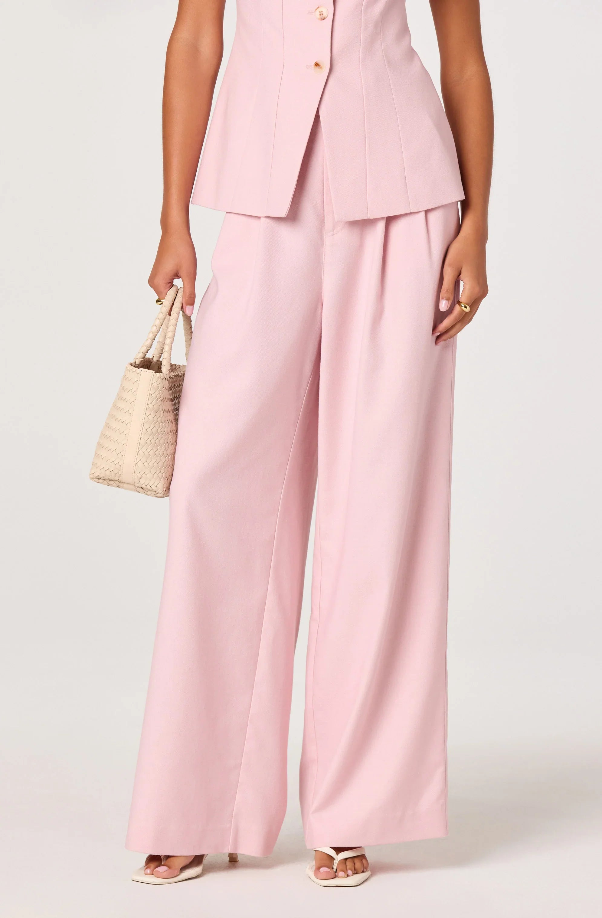 Pantalon large taille haute en lin Neha