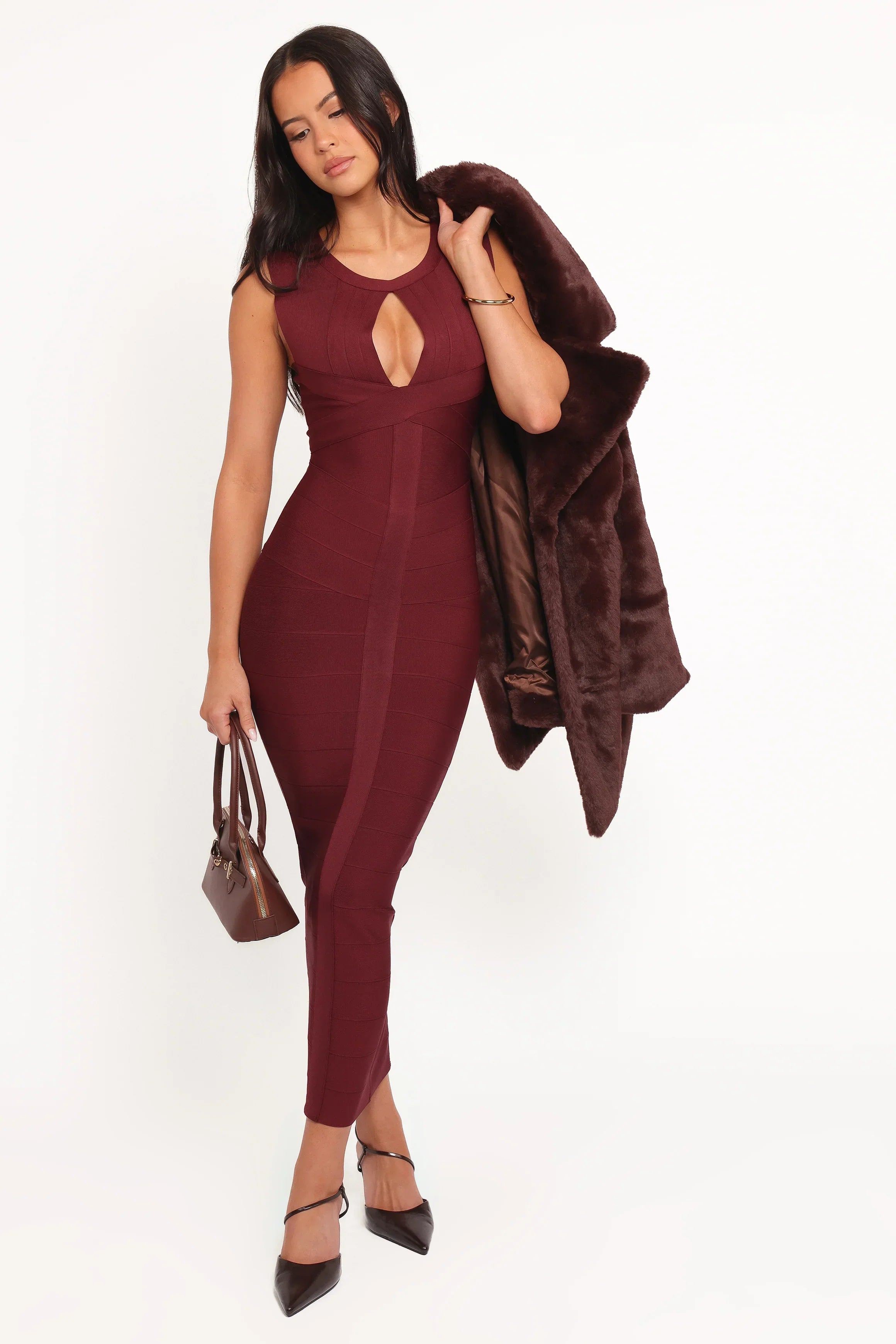 Robe mi-longue Josiah - Bordeaux