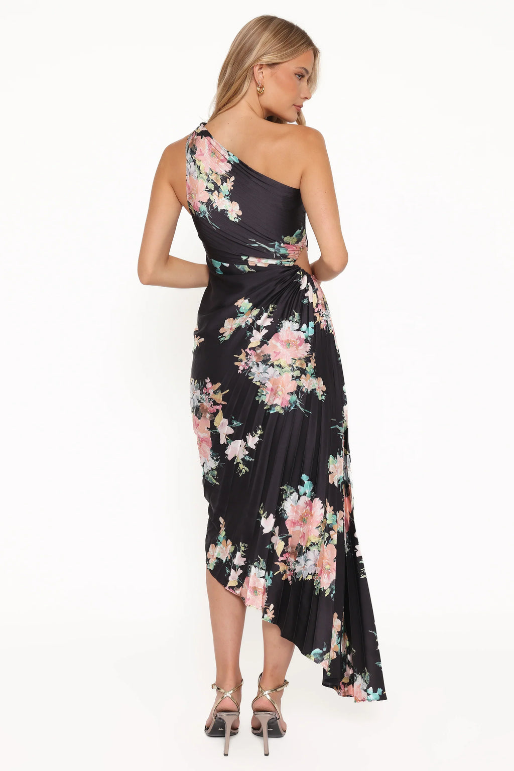 Kleo One Shoulder Maxi Dress - Black Floral