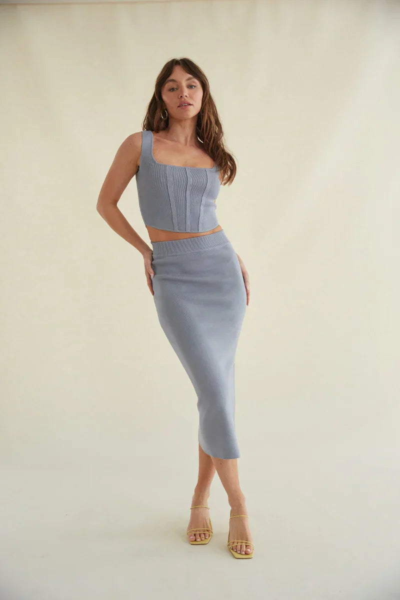 Jupe midi en maille taille haute Jacqueline