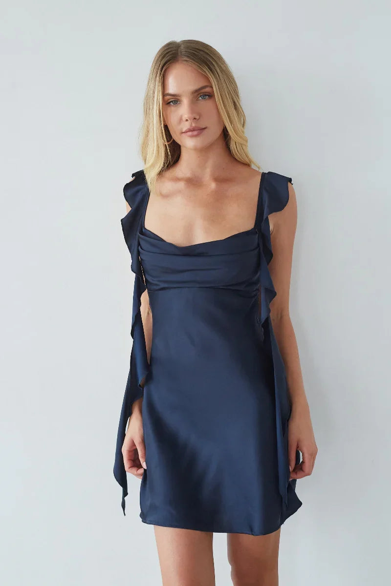 Mini-robe Scheana à bretelles volantées