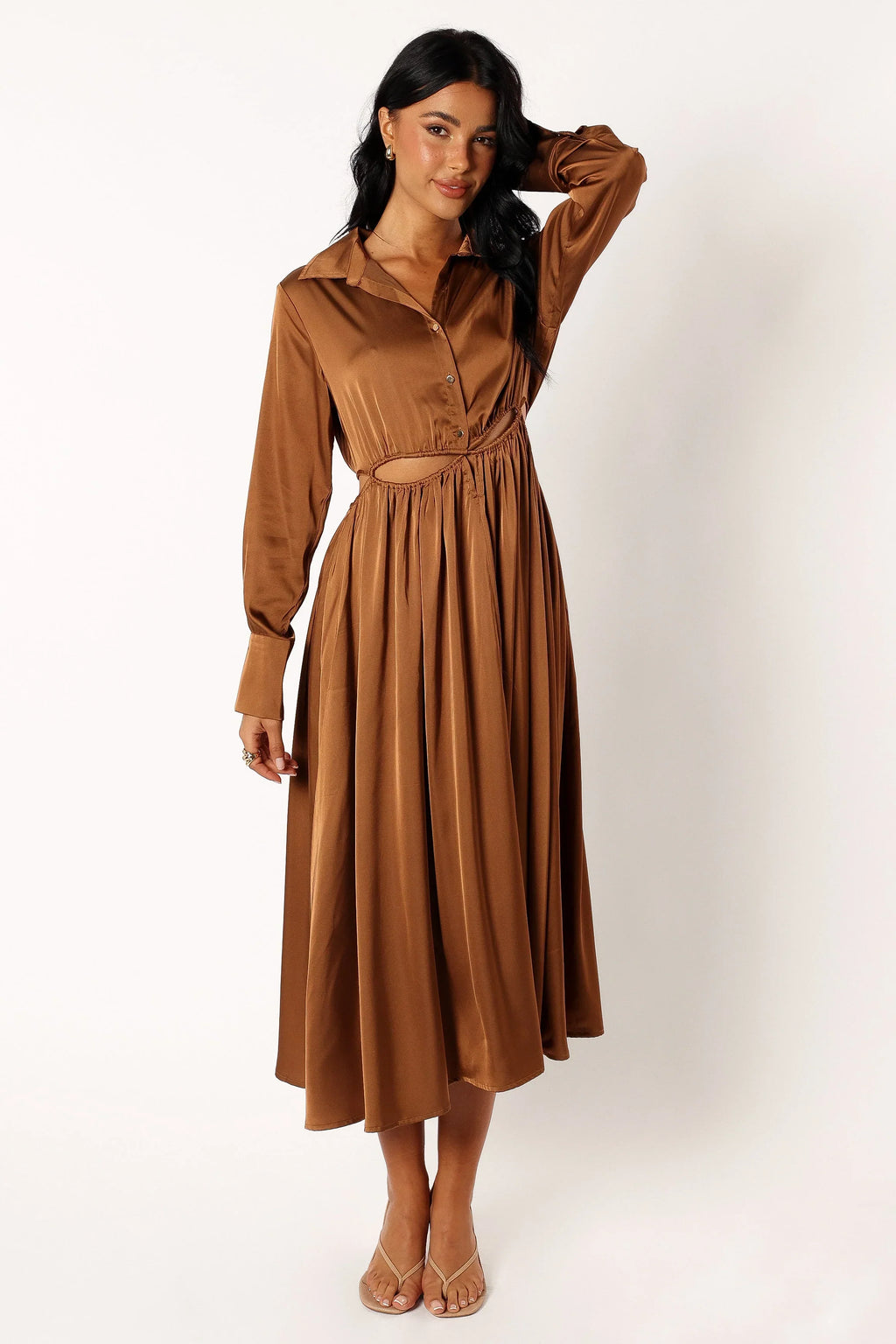 Robe midi manches longues Jett - Bronze