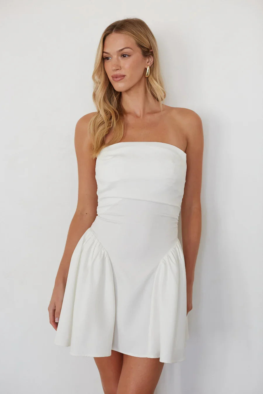 Pixie Ruched Bardot Mini Dress
