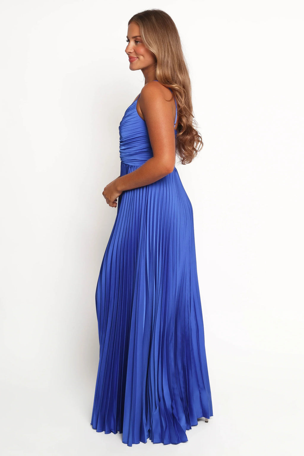 Robe longue plissée Naira - Bleu