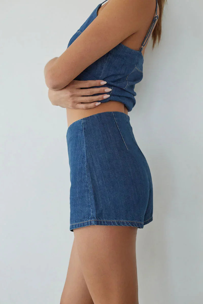 Short en jean taille moyenne Amena