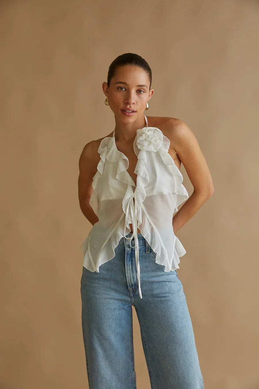 Top bustier en mousseline Claudia Rosette