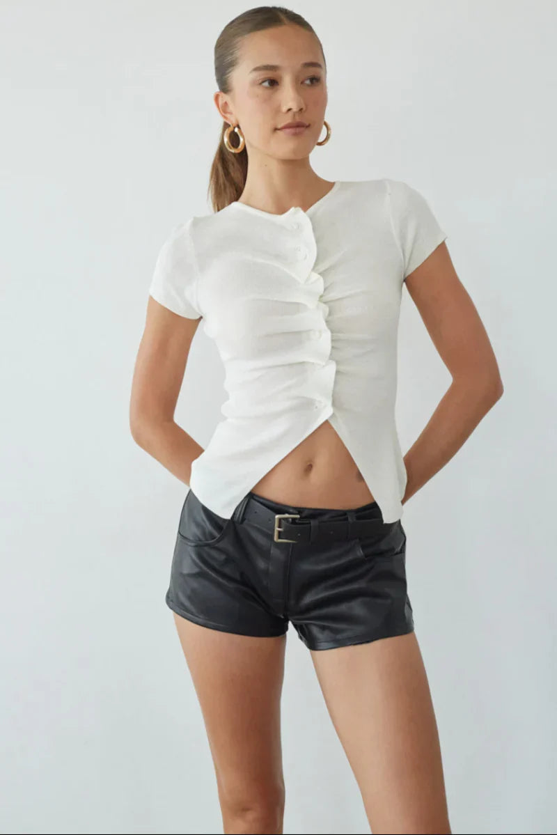 Shorts ceinturés en cuir Arley