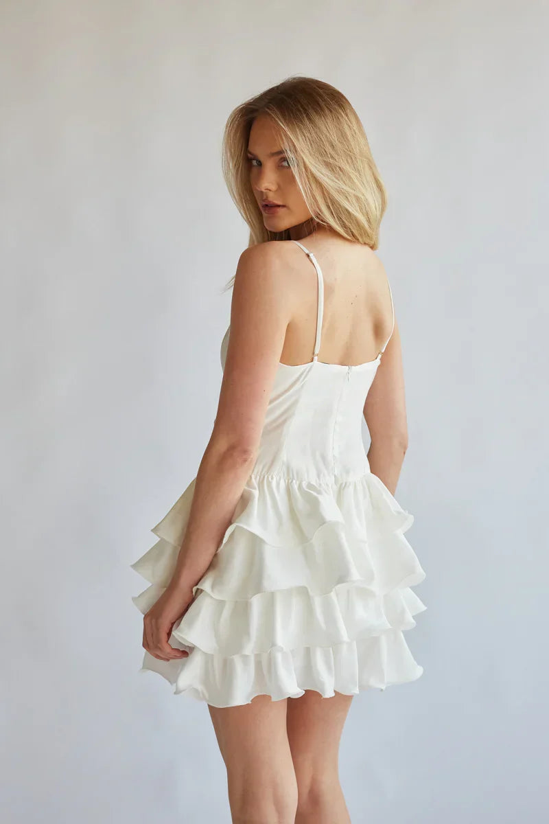 Mini-robe étagée à volants Diane Keyhole