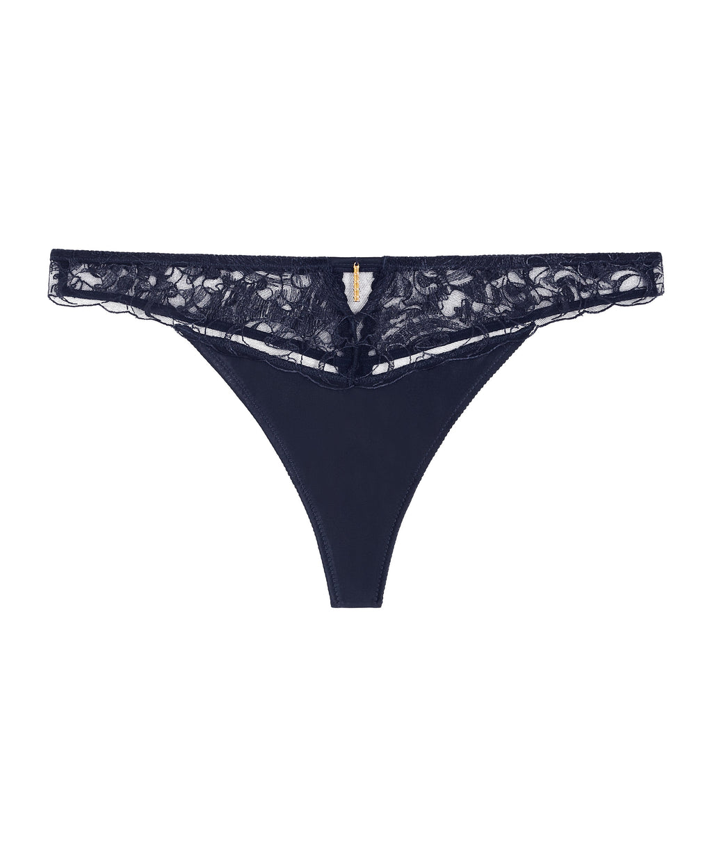 Tanga Satin Memories Bleu profond