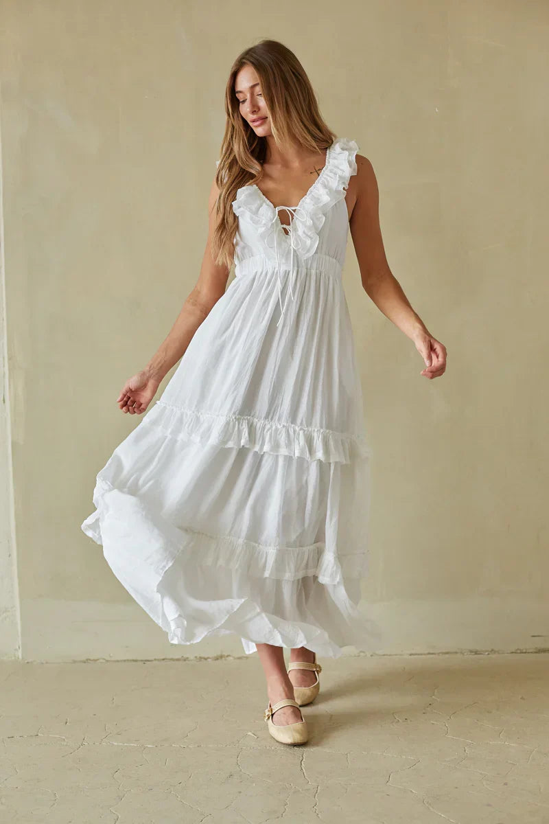 Robe longue à volants étagés Diana