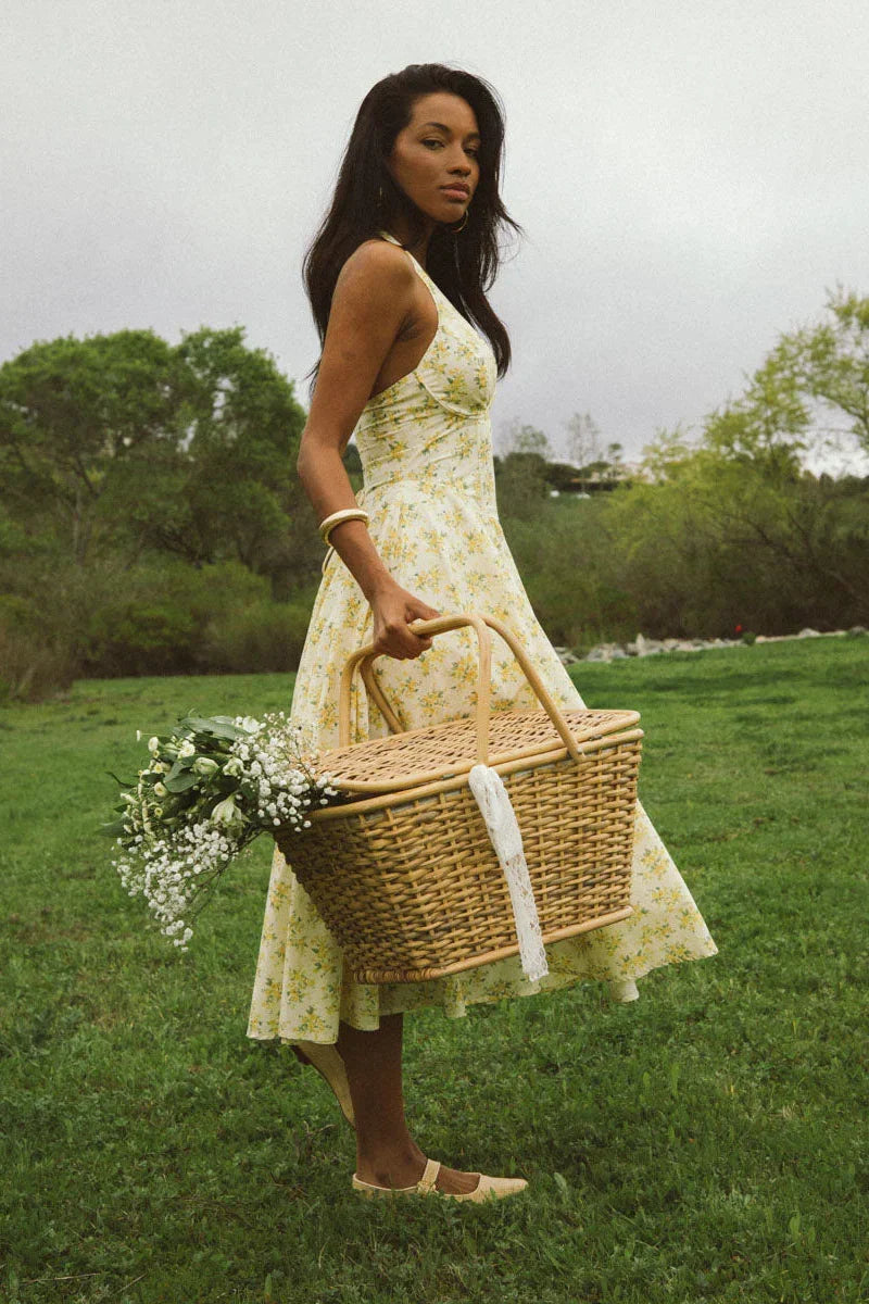 Robe midi à licou fleurie Alice