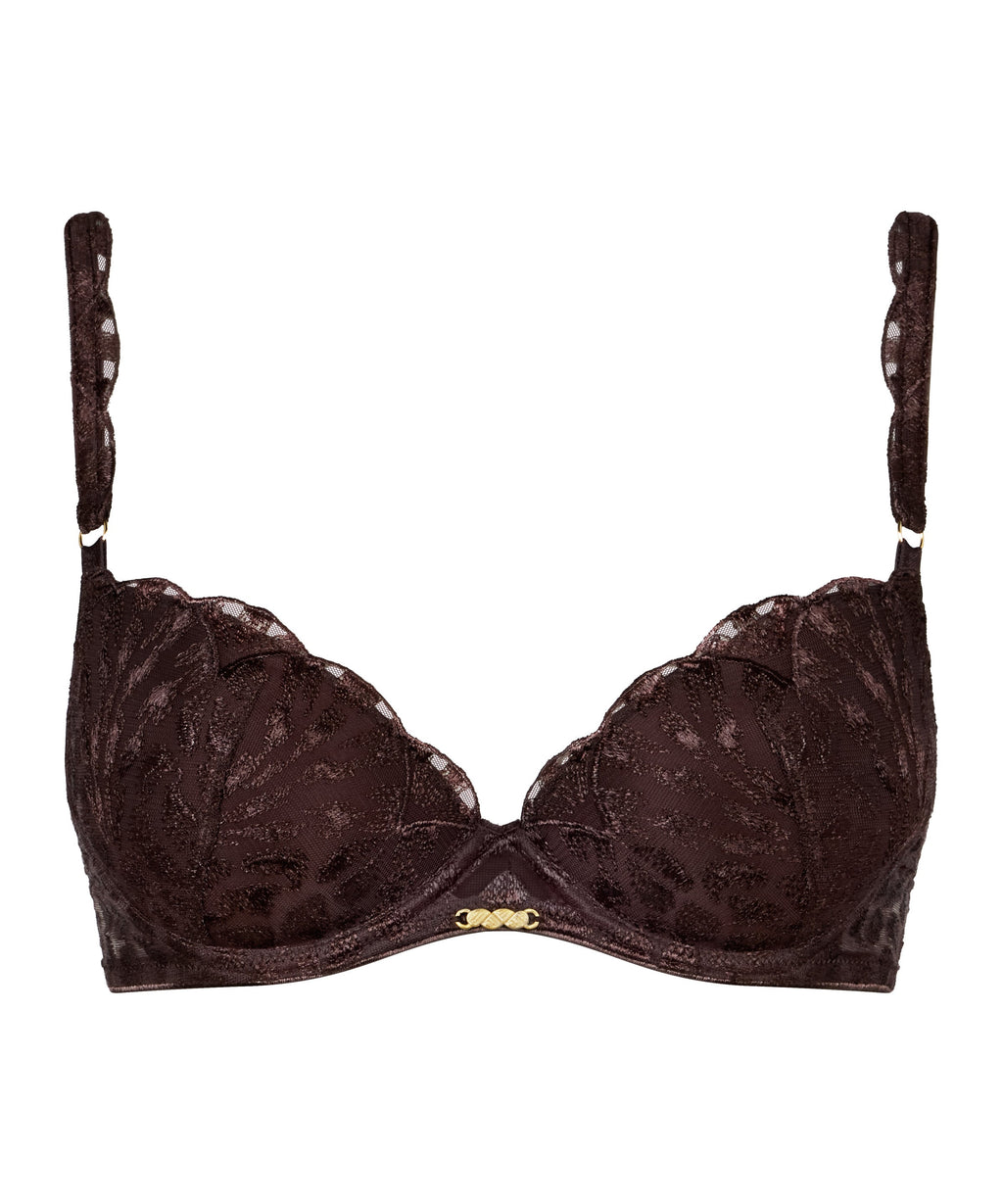 Crazy in Love Satin Brown Push-Up Bra