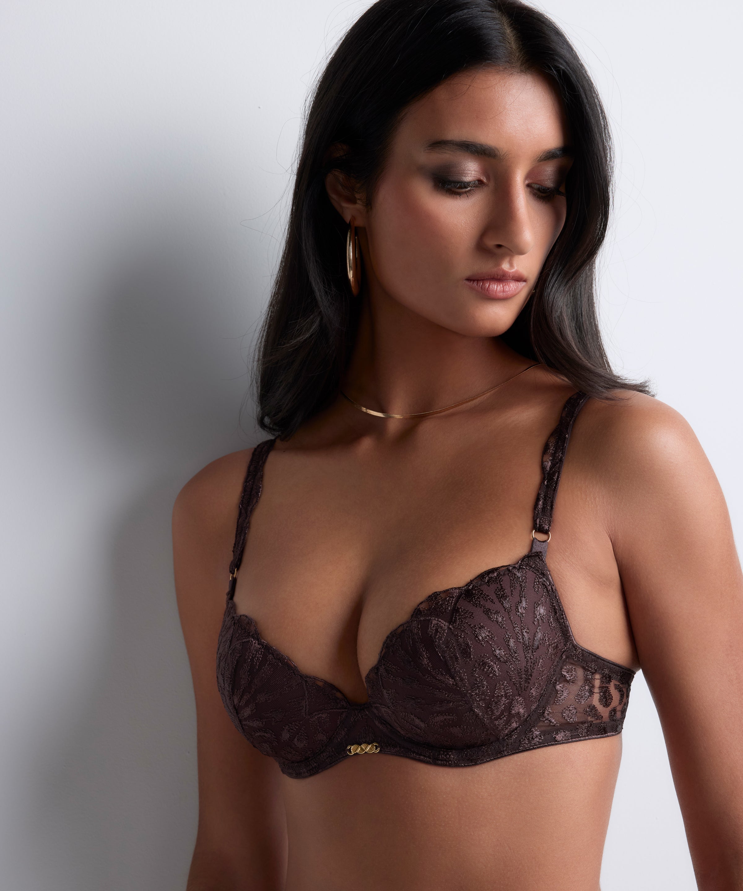Crazy in Love Satin Brown Push-Up Bra