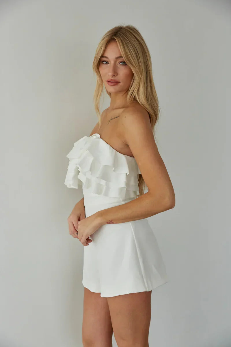 Combishort bustier à volants Leilani