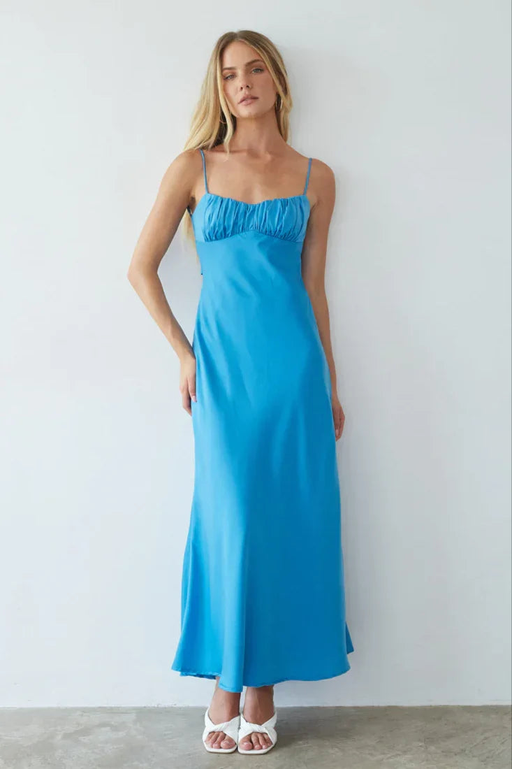 Robe longue en satin à dos ouvert Andie