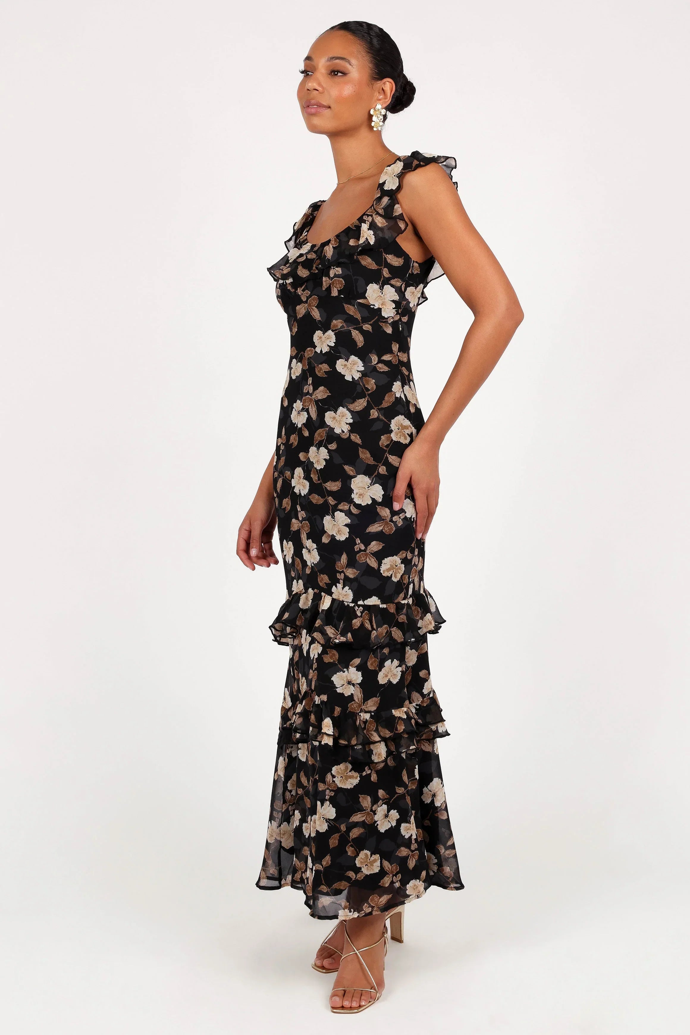 Robe longue Irelynn - Imprimé floral noir