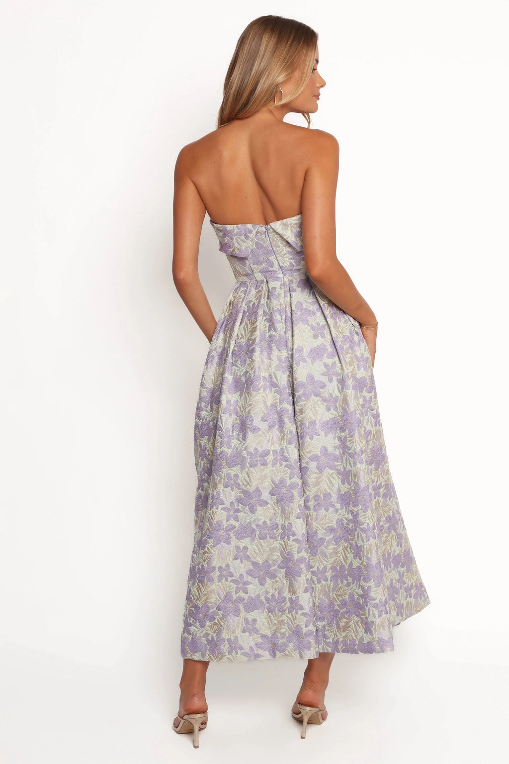 Robe Midi bustier Rhea - Fleuri sauge