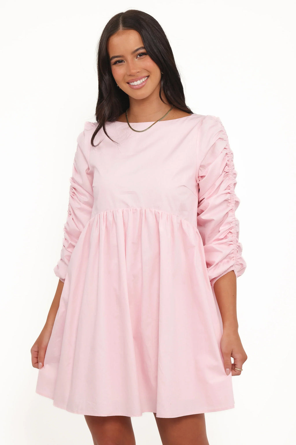 Robe courte à manches longues Micaela - Rose