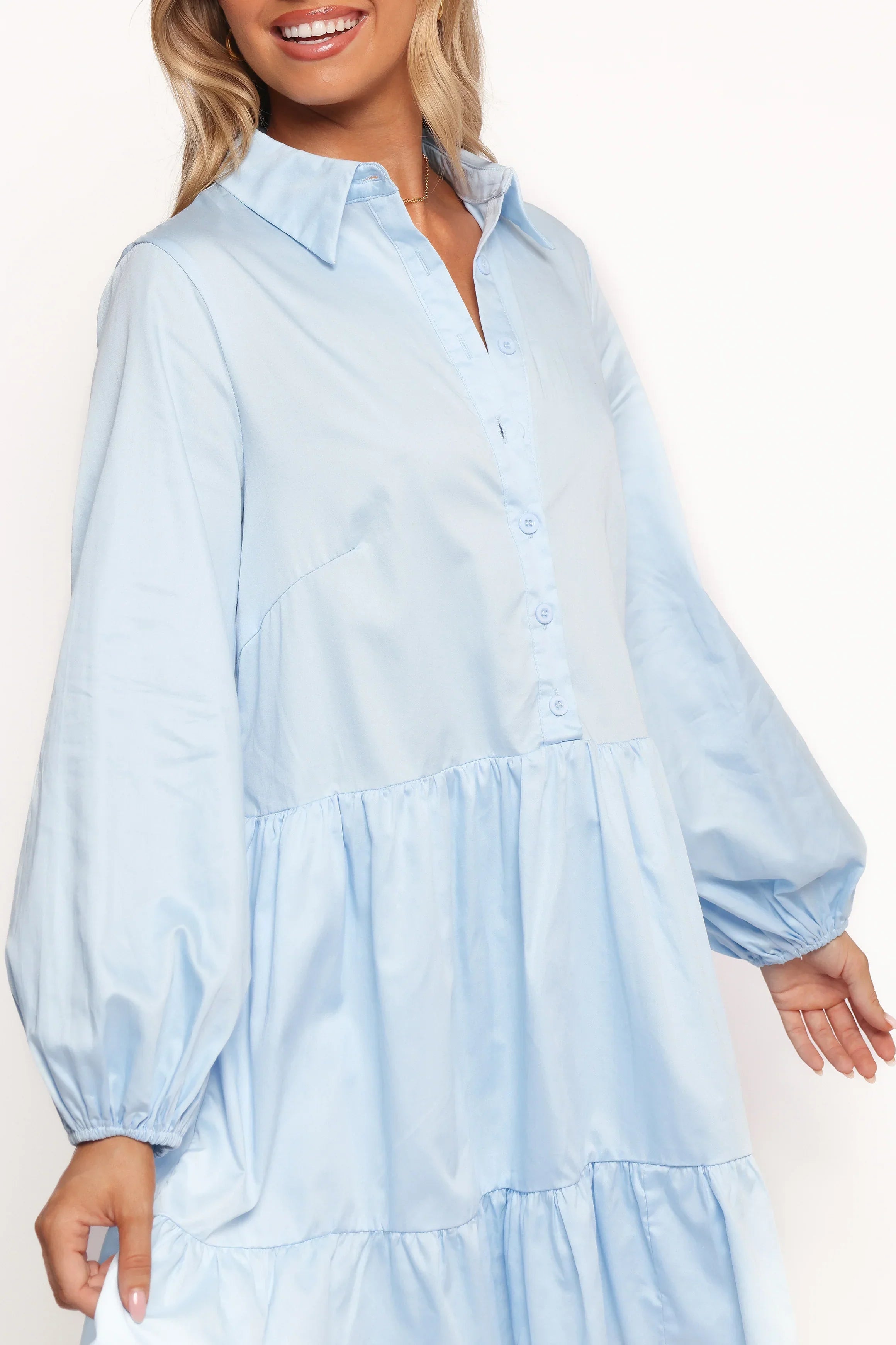 Mini-robe manches longues Carlotta - Bleu