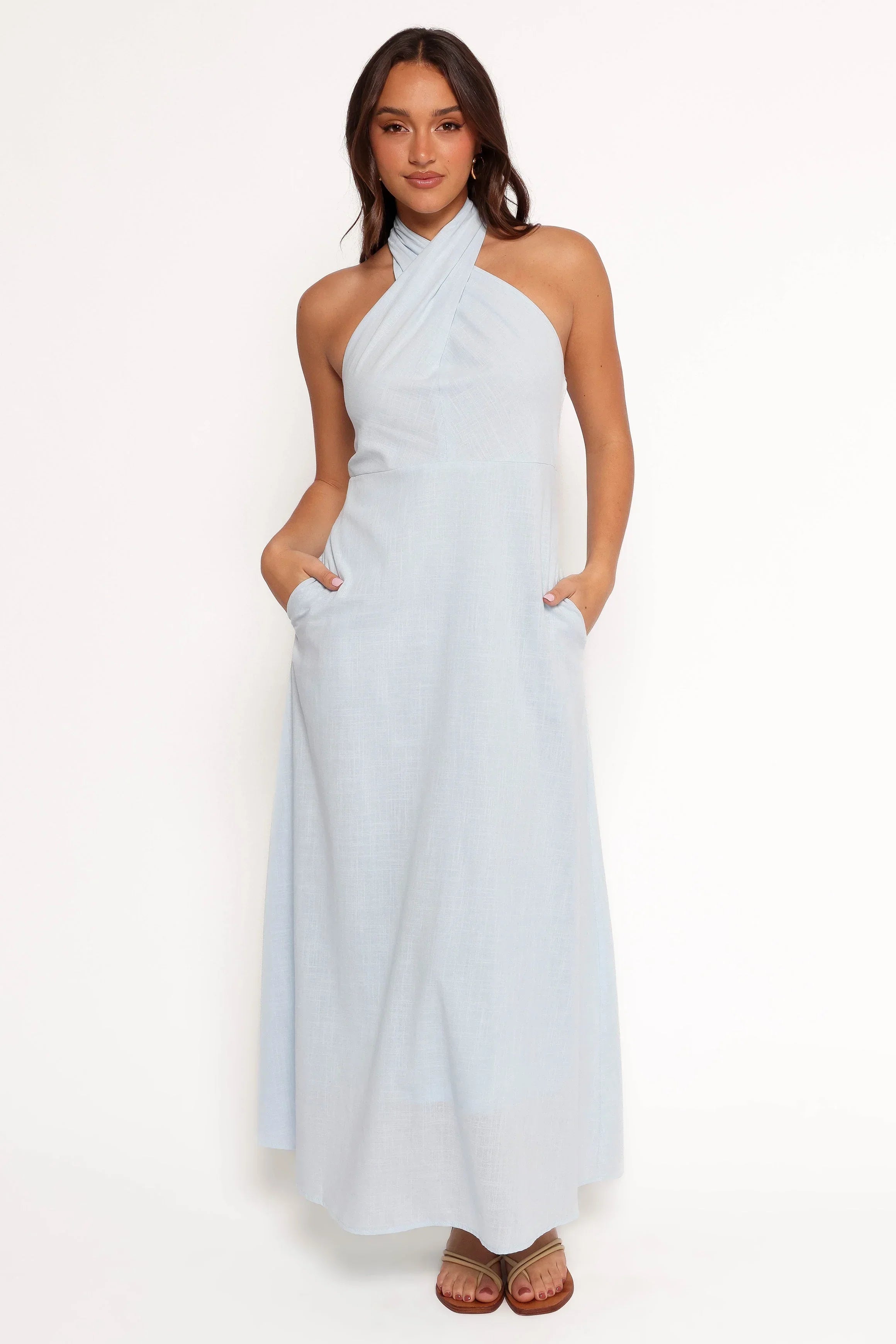 Robe longue Betsy dos nu – Bleu pâle