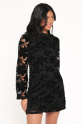 Mini-robe Cynthia en velours et dentelle - Noir