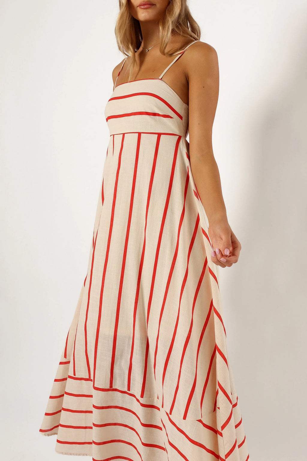 Robe longue Brea - Rayures crème