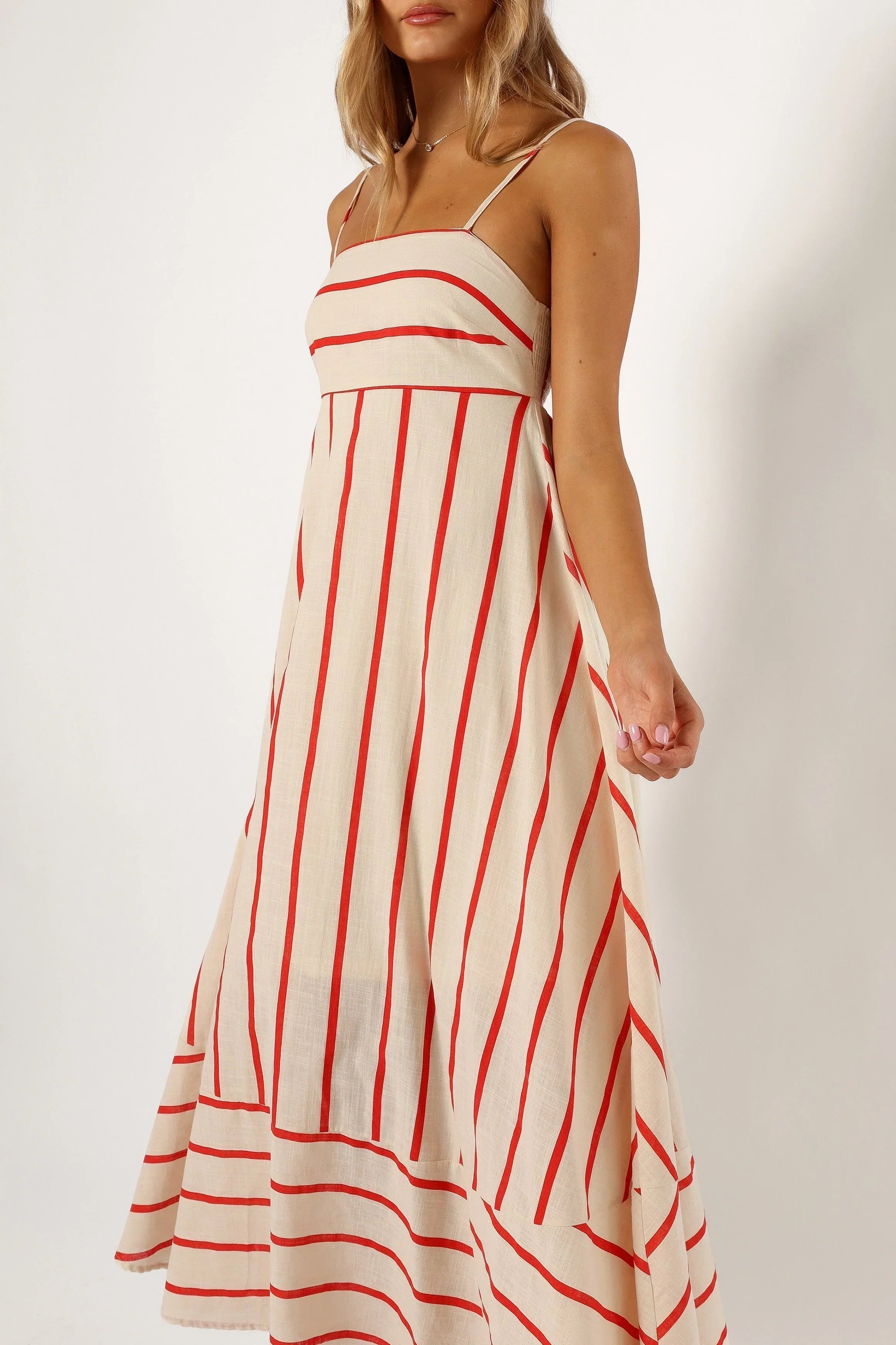Robe longue Brea - Rayures crème