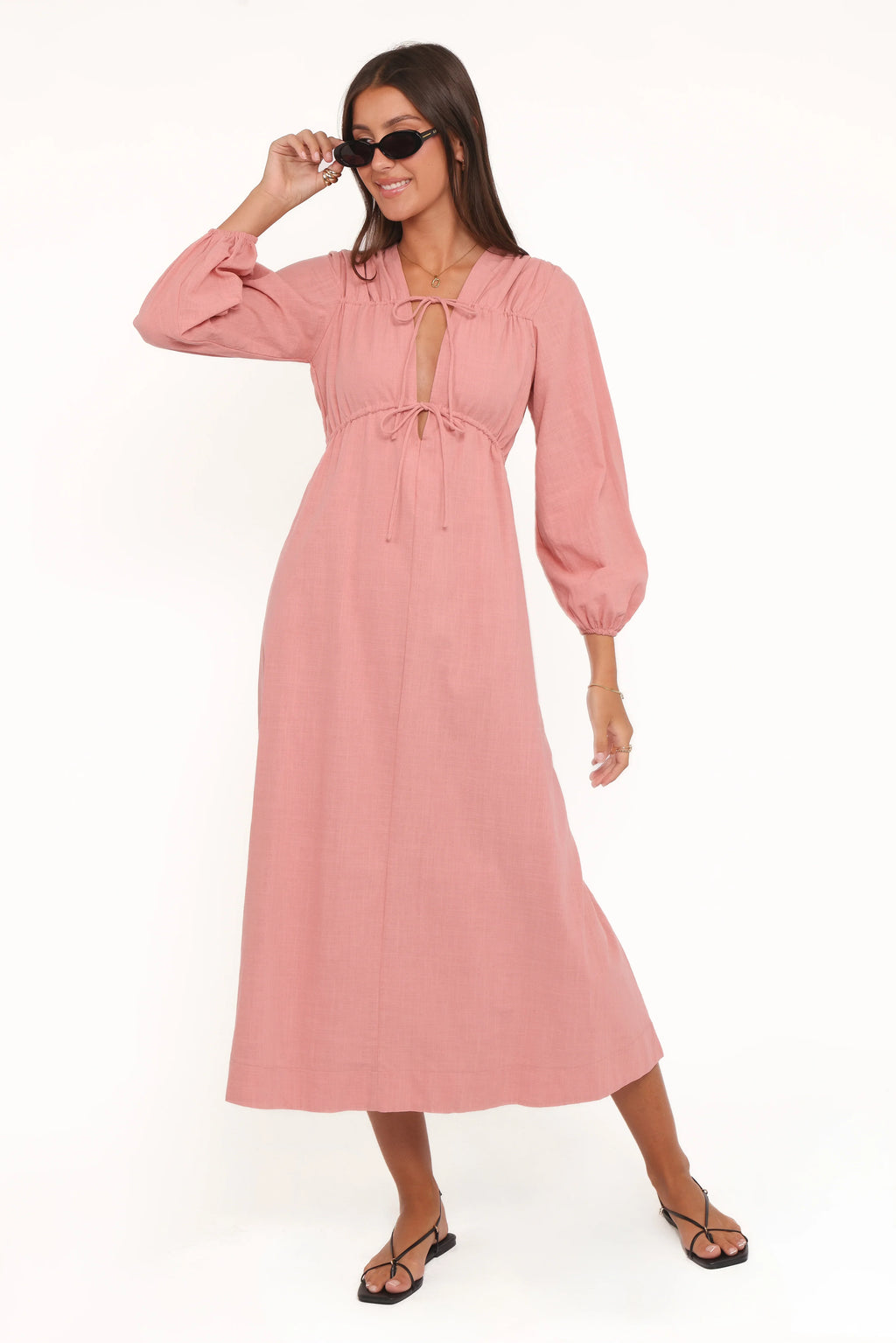 Robe longue Riven à manches longues - Rose